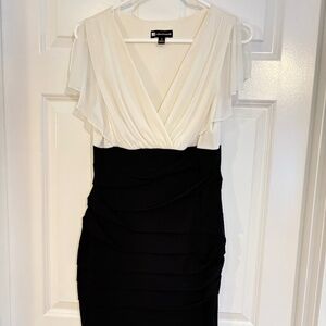 Valerie Bertinelli Black and White Two-Tone Mini Dress